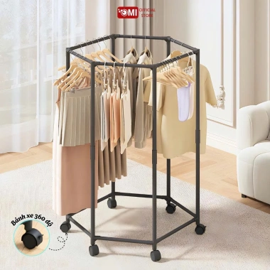 Giàn Phơi Quần Áo OMI 2 Tầng Khung Thép Đa Năng, Bánh Xe 360 độ, Giá 185.500₫