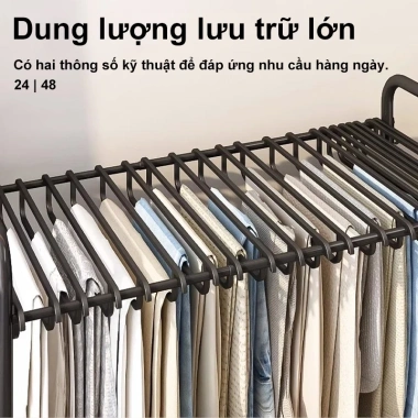 Giàn phơi quần áo Troy có thể điều chỉnh đa năng, kệ treo quần bánh xe, móc kẹp tích hợp, giá ưu đãi 349.000đ