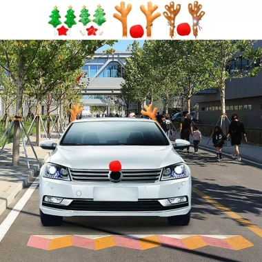 Giáng Sinh Xe Tuần Lộc Gác Bộ Cây trang trí Nai sừng tấm xe, cửa sổ, mái nhà Pomervn