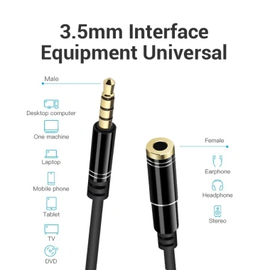 Giao hàng nhanh Cáp nối dài 3,5mm Aux 1-3m Nam sang Nữ có Mic cho điện thoại PC Laptop 3
