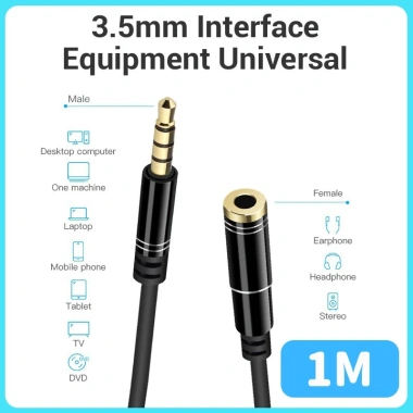 Giao hàng nhanh Cáp nối dài 3,5mm Aux 1-3m Nam sang Nữ có Mic cho điện thoại PC Laptop 10