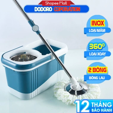 Giao Sau Tết Chổi Lau Nhà Tự Vắt Thông Minh DODORO BL78R360 Xoay 360 Có Bánh Xe - Giá 230k
