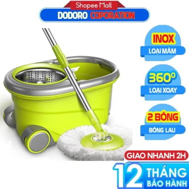 Giao Sau Tết - Chổi Lau Nhà Tự Vắt Thông Minh Xoay 360 độ DODORO BL88R360 Có Bánh Xe, Giá Ưu Đãi 127k