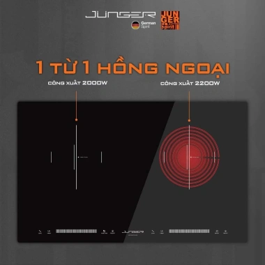 [GIAO TRƯỚC TẾT] Bếp đôi hồng ngoại JUNGER JG CEJ-203-IF 4.200W - Cân nồi, 2 điều khiển, BH 36 th, giá 11.990.000 2