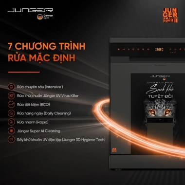 Giao Trước Tết Máy Rửa Chén Junger Leopard DWJ-183-VG AI, Sấy Độc Lập, BH 7 Năm