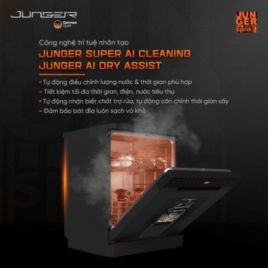 Giao Trước Tết Máy Rửa Chén Junger Leopard DWJ-183-VG AI, Sấy Độc Lập, BH 7 Năm