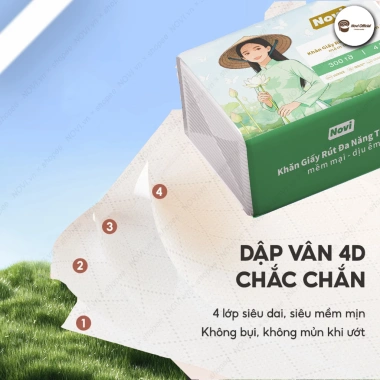 Giấy ăn 300 tờ 4 lớp 75 rút một lần mềm mịn an toàn - Cô gái hoa sen, giá 79.000₫
