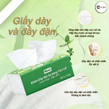 Giấy ăn 300 tờ 4 lớp 75 rút một lần mềm mịn an toàn - Cô gái hoa sen, giá 79.000₫