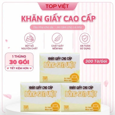 Giấy ăn Bông Sen Việt 4 lớp mềm mịn, an toàn, tiện lợi - Chỉ 45.000 VND