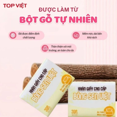 Giấy ăn Bông Sen Việt 4 lớp mềm mịn, an toàn, tiện lợi - Chỉ 45.000 VND