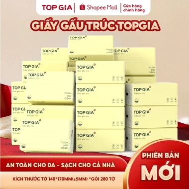 Giấy ăn gấu trúc Top Gia 30 gói 46g bột tre nguyên chất an toàn mềm mịn giảm giá 95.000₫