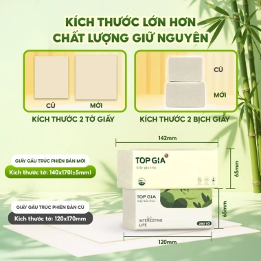 Giấy ăn gấu trúc Top Gia 30 gói 46g bột tre nguyên chất an toàn mềm mịn giảm giá 95.000₫