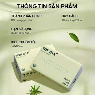 Giấy ăn gấu trúc Top Gia 30 gói 46g bột tre nguyên chất an toàn mềm mịn giảm giá 95.000₫