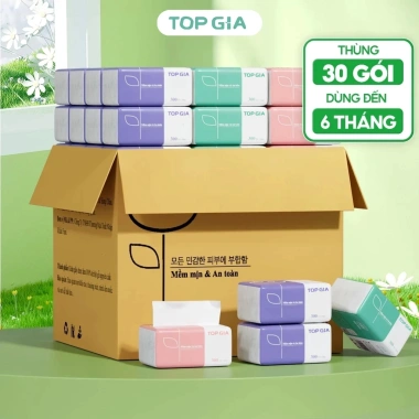 Giấy ăn rút TopGia cao cấp thùng 30 gói nhỏ tiện lợi giá 175.000 VND giảm mạnh 10