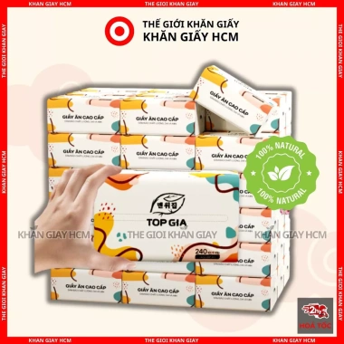 Giấy Ăn Top Gia Đa Sắc 40 Gói - 240 Tờ 4 Lớp, Khăn Giấy và Giấy Vệ Sinh Chính Hãng 100k
