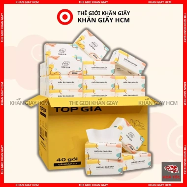 Giấy Ăn Top Gia Đa Sắc 40 Gói - 240 Tờ 4 Lớp, Khăn Giấy và Giấy Vệ Sinh Chính Hãng 100k