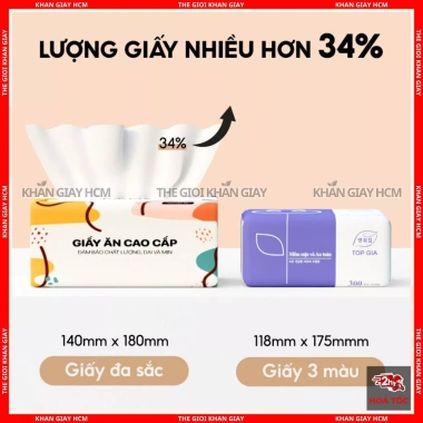 Giấy Ăn Top Gia Đa Sắc 40 Gói - 240 Tờ 4 Lớp, Khăn Giấy và Giấy Vệ Sinh Chính Hãng 100k