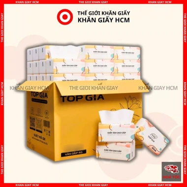 Giấy Ăn Top Gia Đa Sắc 40 Gói - 240 Tờ 4 Lớp, Khăn Giấy và Giấy Vệ Sinh Chính Hãng 100k