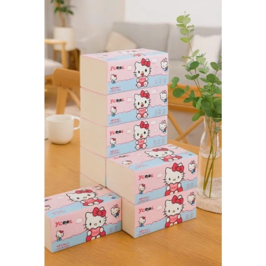 Giấy ăn YCOOL giấy rút thùng 30 gói 300 tờ trắng Hello Kitty - Giá chỉ 119.000₫