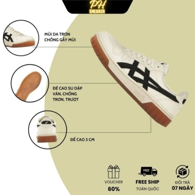 Giày Asics Court MZ Cream Black Gum Nữ Nam – Đánh Giá Cao, Giá 650k