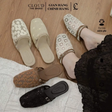Giày bệt bít mũi tròn CL quai vải lưới hoa, quai khoá - Giá 312.000 VNĐ 2