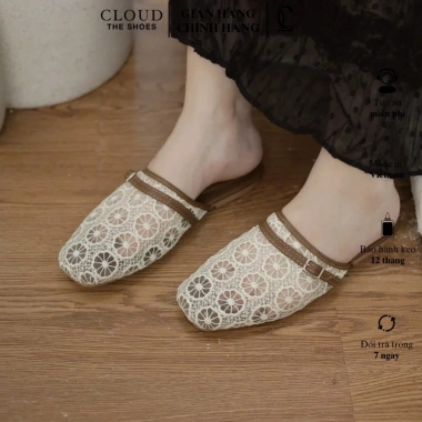Giày bệt bít mũi tròn CL quai vải lưới hoa, quai khoá - Giá 312.000 VNĐ 6