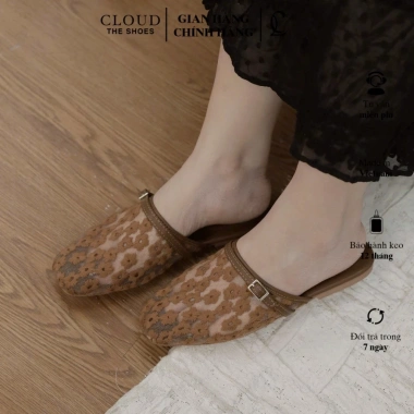 Giày bệt bít mũi tròn CL quai vải lưới hoa, quai khoá - Giá 312.000 VNĐ 7