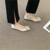 Giày bệt mũi nhọn da lộn nữ miệng nông, đa năng công sở, cô dâu, đế xuồng 10