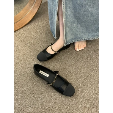 Giày bệt nữ mũi cap toe quai xích kim loại - Thanh lịch, giảm giá 420k (M347)