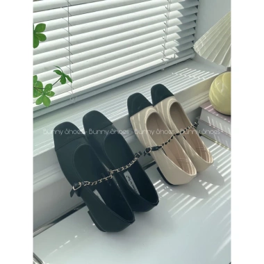 Giày bệt nữ mũi cap toe quai xích kim loại - Thanh lịch, giảm giá 420k (M347)