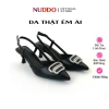 Giày bít mũi cao gót nữ 5 phân nhọn đính nơ đá Guốc sandal NUDDO N519 giảm giá 468k