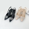 Giày bít mũi cao gót nữ 5 phân nhọn đính nơ đá Guốc sandal NUDDO N519 giảm giá 468k 3