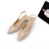 Giày Bít Mũi Nữ 5cm Phối Nơ Da Thật Slingback Cao Gót Mũi Nhọn Đế Vuông NUDDO N5.555 475k 3