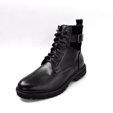 Giày boot nam cao cổ Chunky Zip da bò thật, khoá kéo & buộc dây, size 38‑45, đế cao 5cm, thời trang, giảm giá 35%