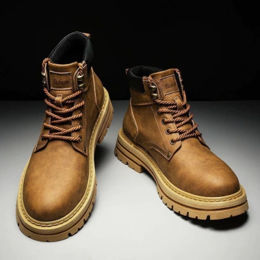 Giày Boot Nam Cao Cổ Combat Đế Cao Su Đúc BCC18 Màu Nâu - Phong Cách Cá Tính, Mạnh Mẽ - Giá 899.500₫