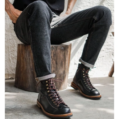 Giày boot nam cao cổ nâu, giày phượt da bò thật TONKIN - Giá 6.012.500₫