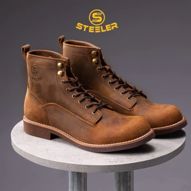 Giày Boot Nam Cổ Cao Lineman Da Bò Sáp Cao Cấp Đế Khâu - Steeler Giá 1,250,006₫