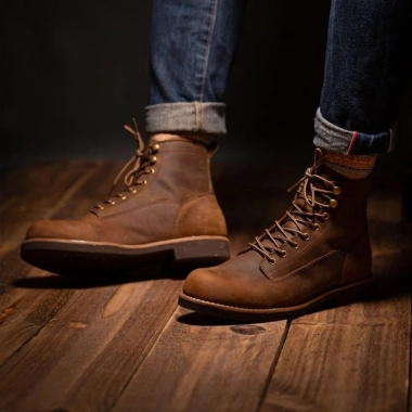 Giày Boot Nam Cổ Cao Lineman Da Bò Sáp Cao Cấp Đế Khâu - Steeler Giá 1,250,006₫