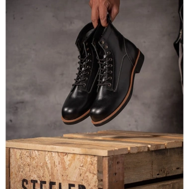 Giày boot nam da bò sáp sáng dạ cổ cao LINEMAN Đen Steeler - đế khâu workwear giảm giá 19% 7 Giày boot nam da bò sáp sáng dạ cổ cao LINEMAN Đen Steeler - đế khâu workwear giảm giá 19% 7
