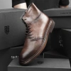 Giày boot nam da thật màu đen và nâu fade, cao cổ, khóa kéo, phong cách công sở
