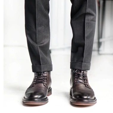 Giày boot nam da thật màu đen và nâu fade, cao cổ, khóa kéo, phong cách công sở