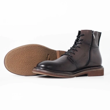 Giày boot nam da thật màu đen và nâu fade, cao cổ, khóa kéo, phong cách công sở