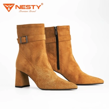 Giày Boot Nữ Nesty Gót Vuông Mũi Nhọn Khóa Cao 8cm - Sang Trọng, Giá 650k
