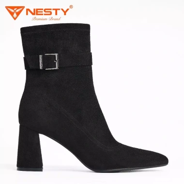 Giày Boot Nữ Nesty Gót Vuông Mũi Nhọn Khóa Cao 8cm - Sang Trọng, Giá 650k