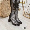 Giày boots nữ đùi lưới cao gót 9p, gót vuông mũi viền bạc, khóa sau - Thời trang du lịch, giá chỉ 419k 4