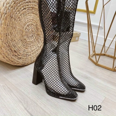 Giày boots nữ đùi lưới cao gót 9p, gót vuông mũi viền bạc, khóa sau - Thời trang du lịch, giá chỉ 419k 4