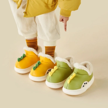 Giày bốt CHEERFUL MARIO đệm nhung dày dặn hình khủng long thời trang ấm áp mùa đông cho bé trai & bé gái 8