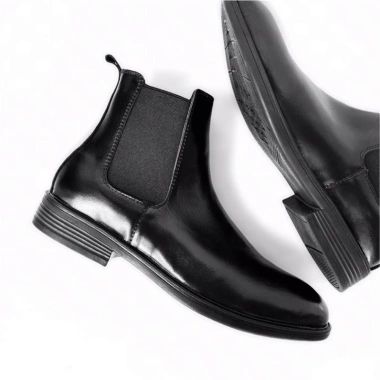 Giày Bốt Nam Chelsea Boots DA Bò Cao Cấp, Mũi Tròn, Đế Cao Su, BH 12 Tháng