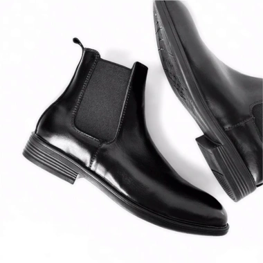 Giày Bốt Nam Chelsea Boots DA Bò Cao Cấp, Mũi Tròn, Đế Cao Su, BH 12 Tháng