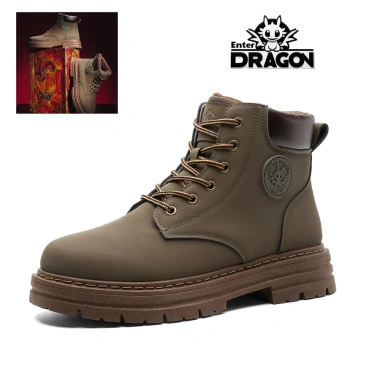 Giày bốt nam nữ Martin Boots Enter Dragon cổ cao Ngựa Nâu Vui Vẻ tăng chiều cao 2.026